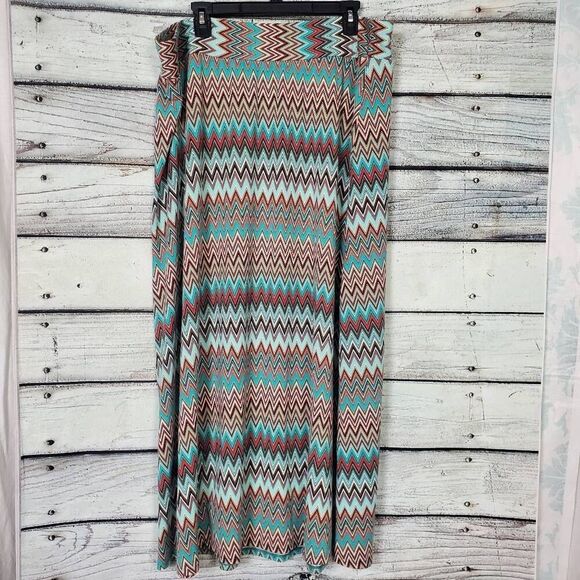 Cato Woman Chevron Print Maxi Skirt Multicolor Plus 2X Stretch - Picture 1 of 5